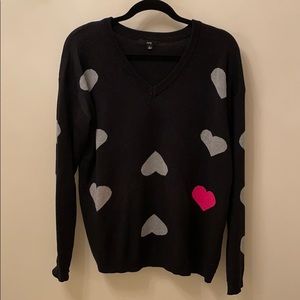 Fate black with grey and pink heart sweater